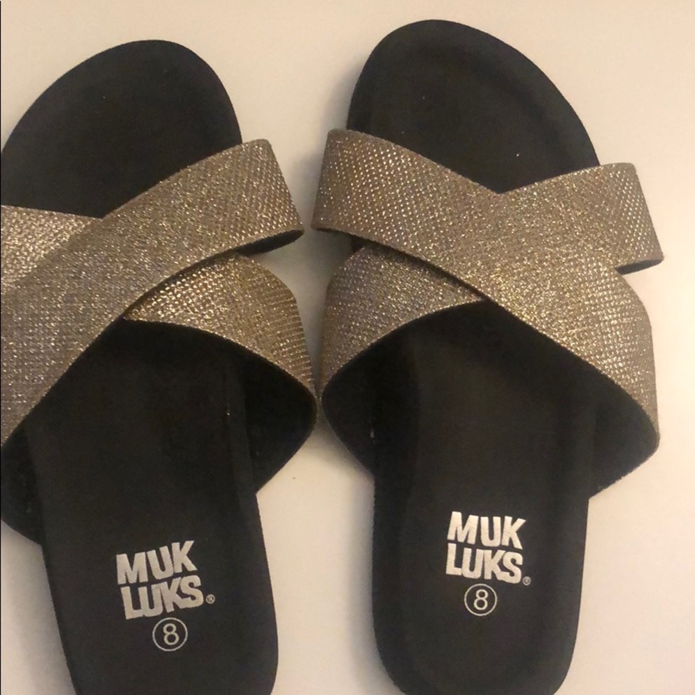 gold slip on sandals